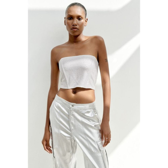 RHINESTONE STRAPLESS TOP - Picture 2 of 8